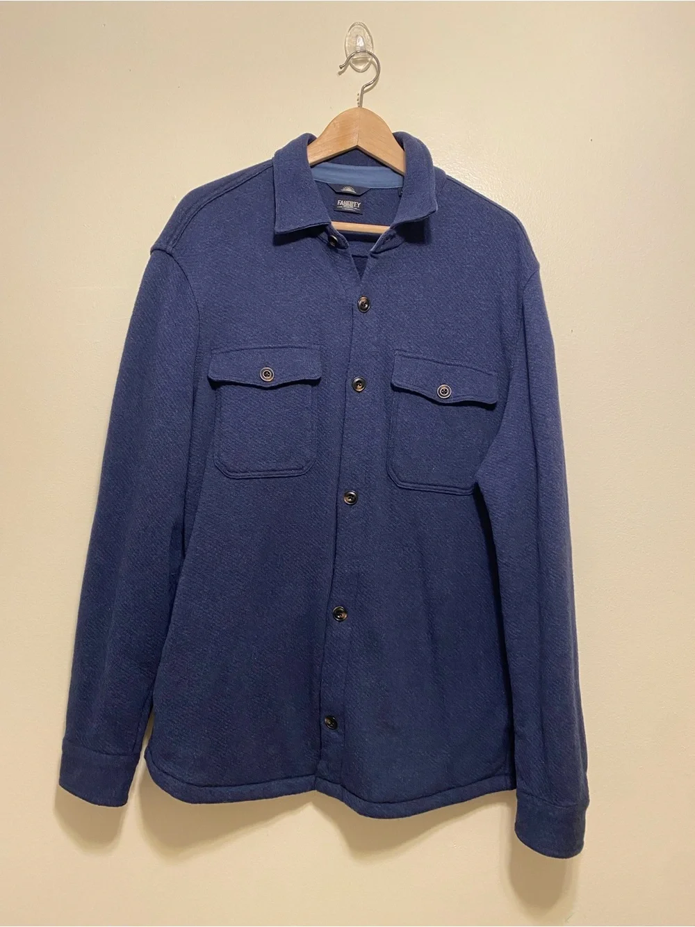 Faherty Inlet Navy Night Mélange Knit CPO Shirt Jacket $198. Size XL